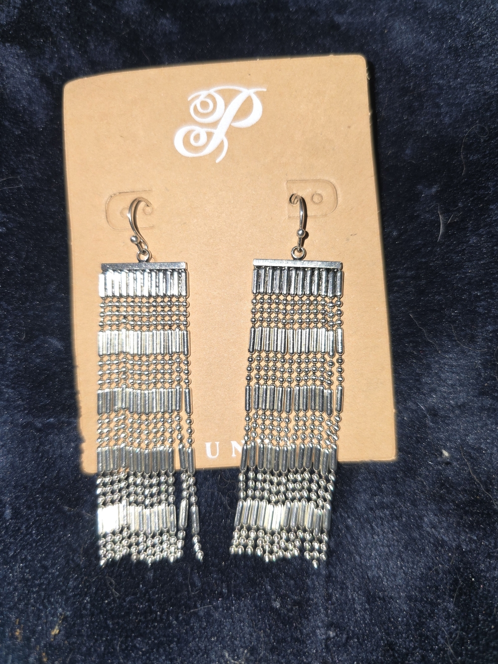 P Silver-Tone Fringe Drop Earrings - Unbranded